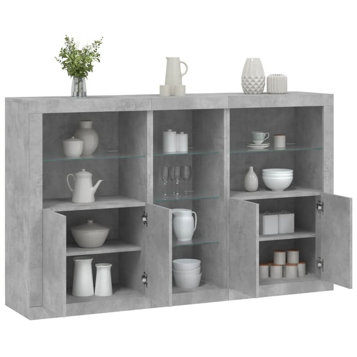 Servantă cu lumini LED, gri beton, 162x37x100 cm - WALTI WALTI
