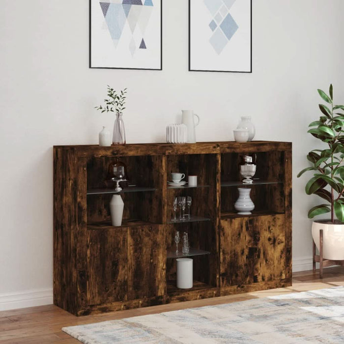 Servantă cu lumini LED, stejar fumuriu, 162x37x100 cm - WALTI WALTI