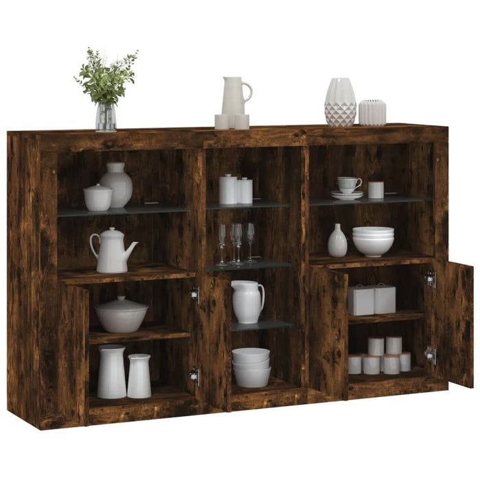 Servantă cu lumini LED, stejar fumuriu, 162x37x100 cm - WALTI WALTI