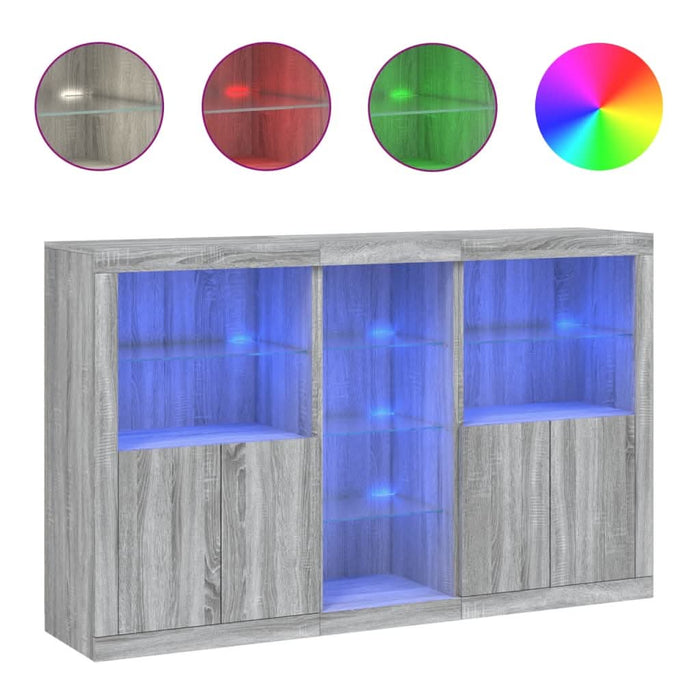 Servantă cu lumini LED, gri sonoma, 162x37x100 cm - WALTI WALTI