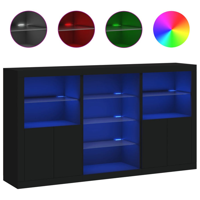 Servantă cu lumini LED, negru, 181,5x37x100 cm WALTI