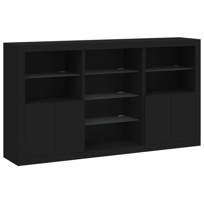Servantă cu lumini LED, negru, 181,5x37x100 cm WALTI