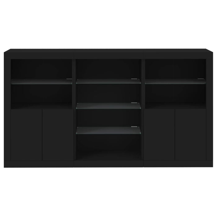 Servantă cu lumini LED, negru, 181,5x37x100 cm WALTI
