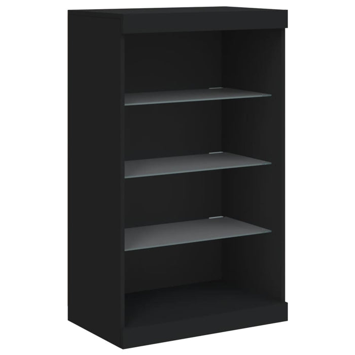 Servantă cu lumini LED, negru, 181,5x37x100 cm WALTI