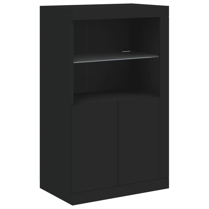 Servantă cu lumini LED, negru, 181,5x37x100 cm WALTI