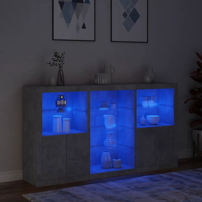 Servantă cu lumini LED, gri beton, 181,5x37x100 cm - WALTI WALTI