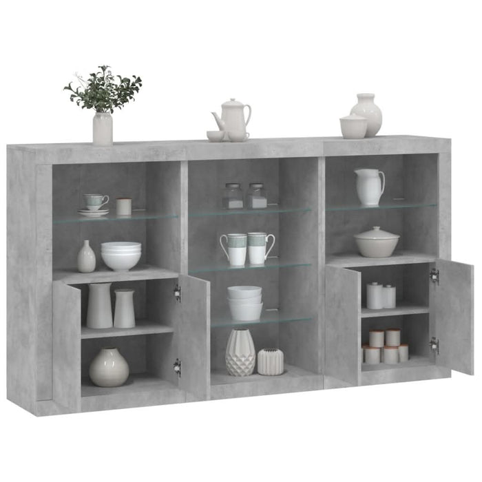 Servantă cu lumini LED, gri beton, 181,5x37x100 cm - WALTI WALTI
