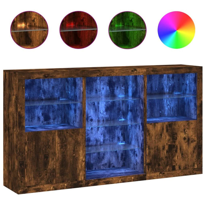Servantă cu lumini LED, stejar fumuriu, 181,5x37x100 cm - WALTI WALTI