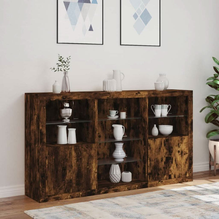 Servantă cu lumini LED, stejar fumuriu, 181,5x37x100 cm - WALTI WALTI