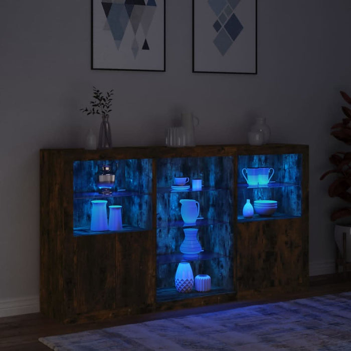Servantă cu lumini LED, stejar fumuriu, 181,5x37x100 cm - WALTI WALTI