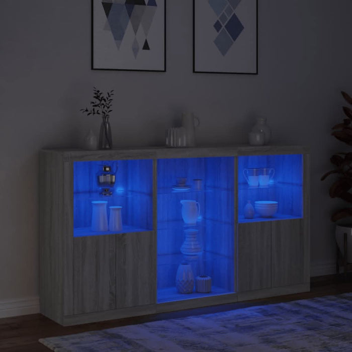 Servantă cu lumini LED, gri sonoma, 181,5x37x100 cm - WALTI WALTI