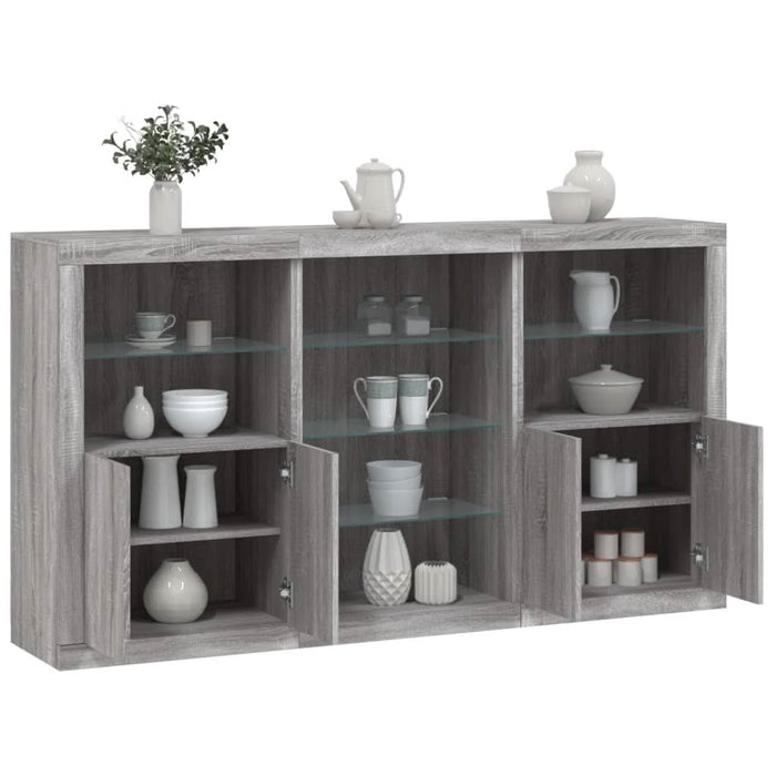 Servantă cu lumini LED, gri sonoma, 181,5x37x100 cm - WALTI WALTI