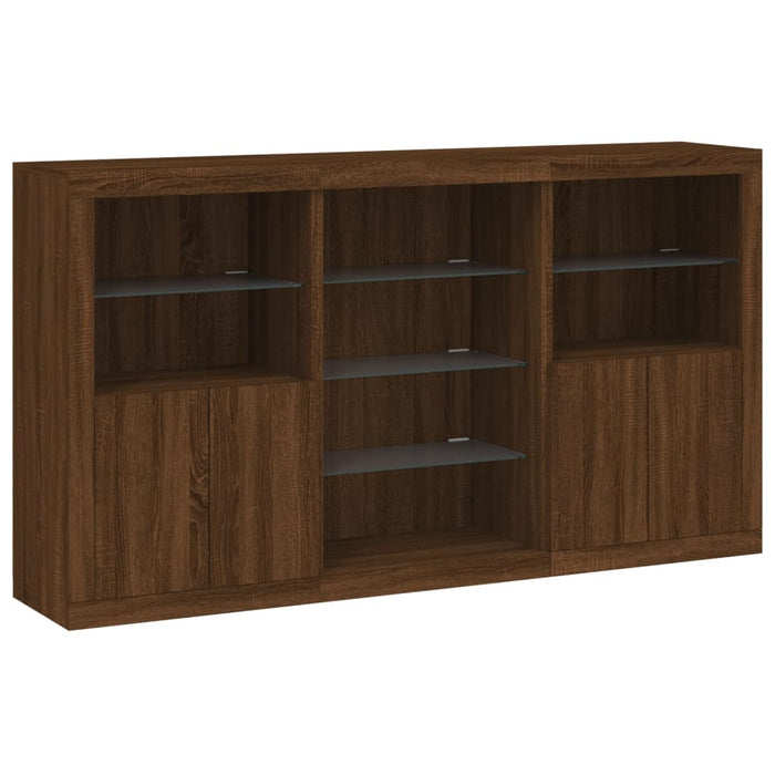 Servantă cu lumini LED, stejar maro, 181,5x37x100 cm WALTI