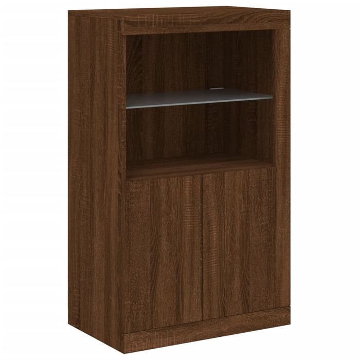Servantă cu lumini LED, stejar maro, 181,5x37x100 cm WALTI