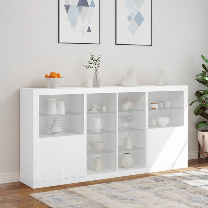 Servantă cu lumini LED, alb, 202x37x100 cm - WALTI WALTI