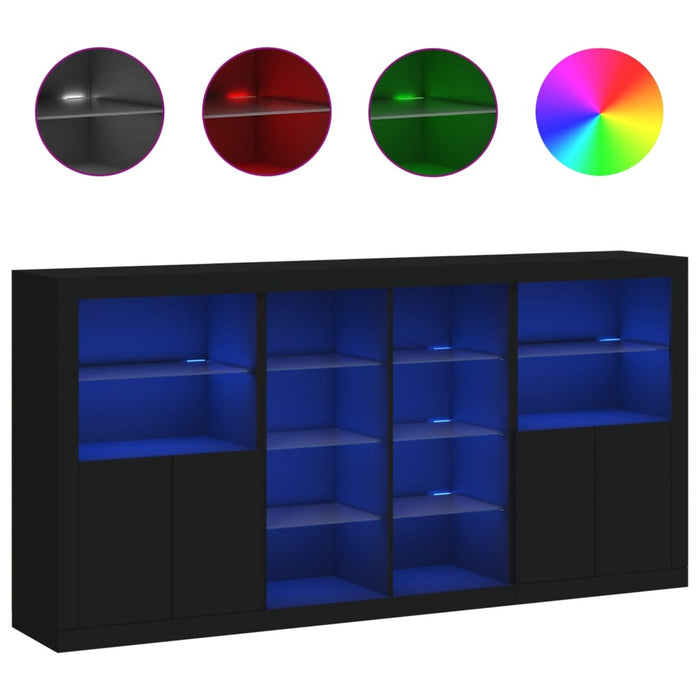Servantă cu lumini LED, negru, 202x37x100 cm WALTI