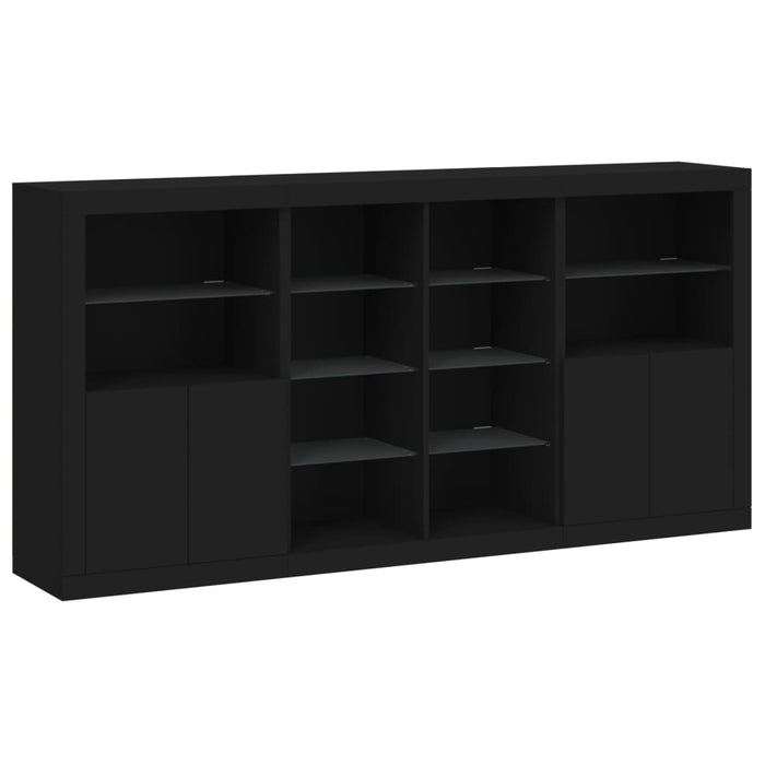Servantă cu lumini LED, negru, 202x37x100 cm WALTI