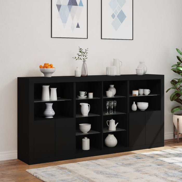 Servantă cu lumini LED, negru, 202x37x100 cm WALTI
