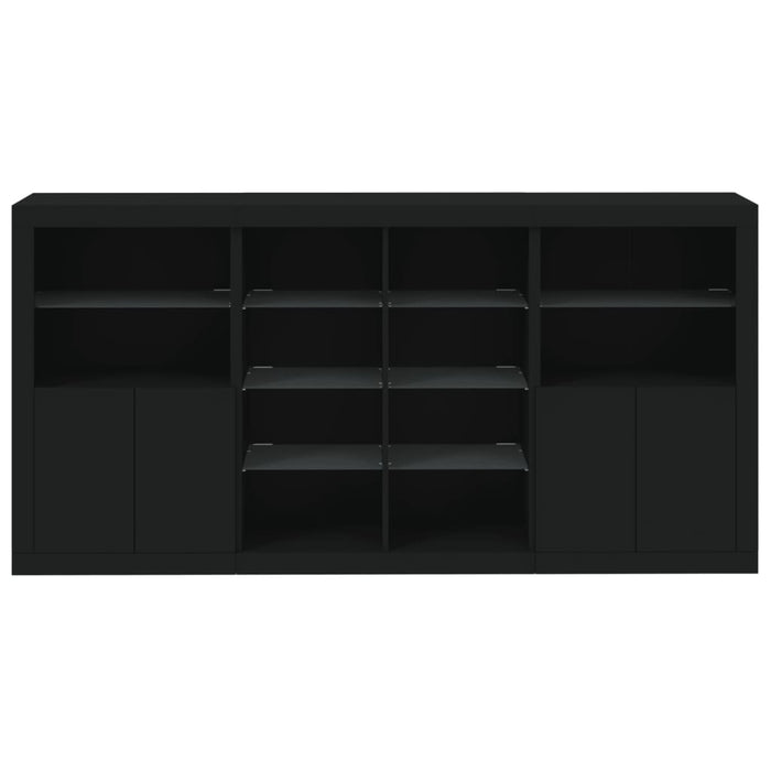 Servantă cu lumini LED, negru, 202x37x100 cm WALTI