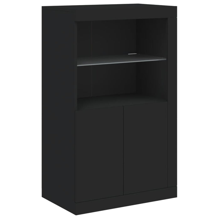 Servantă cu lumini LED, negru, 202x37x100 cm WALTI