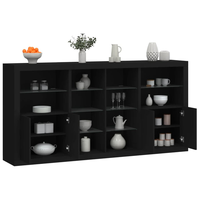 Servantă cu lumini LED, negru, 202x37x100 cm WALTI