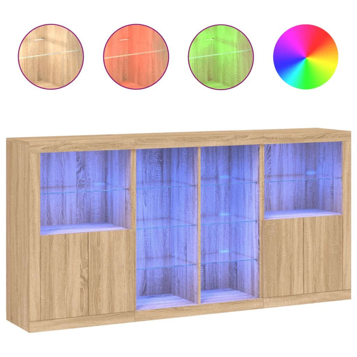 Servantă cu lumini LED, stejar sonoma, 202x37x100 cm - WALTI WALTI