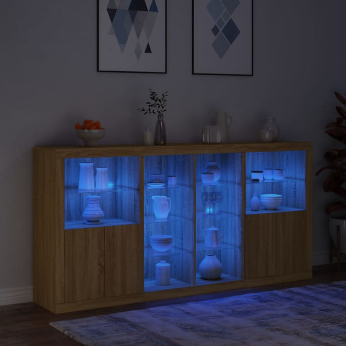 Servantă cu lumini LED, stejar sonoma, 202x37x100 cm - WALTI WALTI