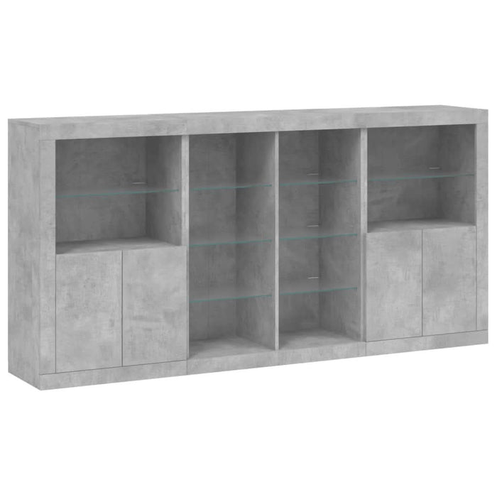 Servantă cu lumini LED, gri beton, 202x37x100 cm - WALTI WALTI