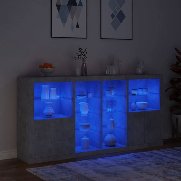 Servantă cu lumini LED, gri beton, 202x37x100 cm - WALTI WALTI
