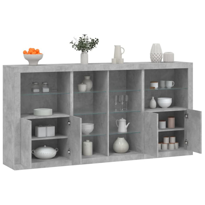 Servantă cu lumini LED, gri beton, 202x37x100 cm - WALTI WALTI