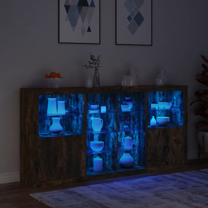 Servantă cu lumini LED, stejar fumuriu, 202x37x100 cm - WALTI WALTI