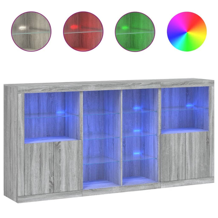 Servantă cu lumini LED, gri sonoma, 202x37x100 cm - WALTI WALTI