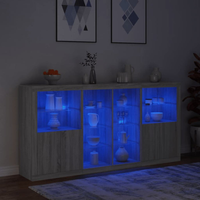 Servantă cu lumini LED, gri sonoma, 202x37x100 cm - WALTI WALTI