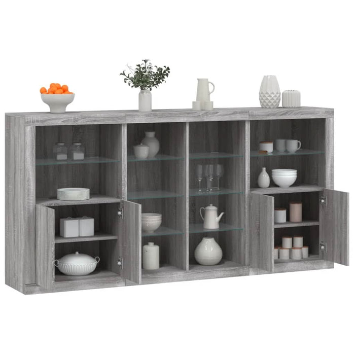 Servantă cu lumini LED, gri sonoma, 202x37x100 cm - WALTI WALTI
