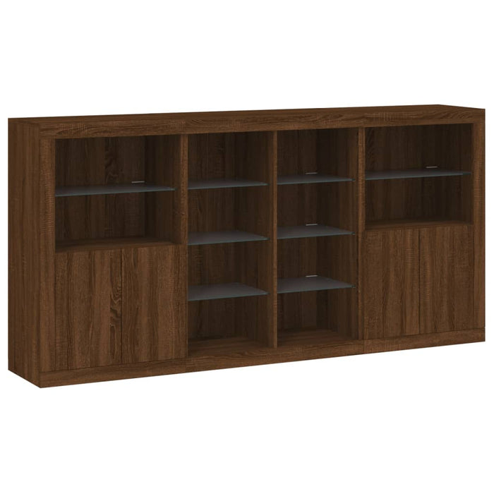 Servantă cu lumini LED, stejar maro, 202x37x100 cm WALTI