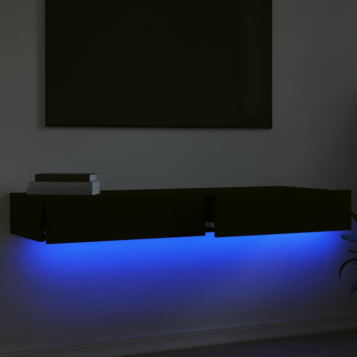 Dulapuri TV cu lumini LED, 2 buc., negru, 60x35x15,5 cm WALTI