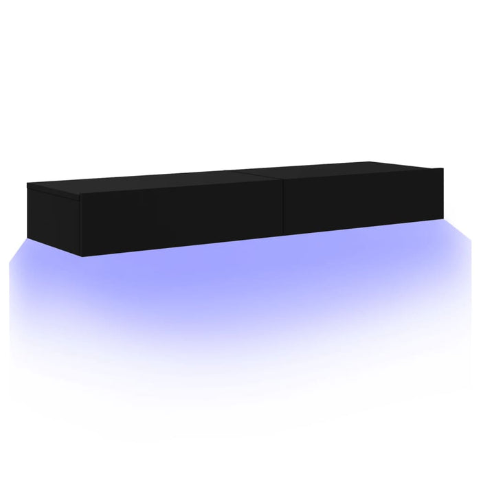 Dulapuri TV cu lumini LED, 2 buc., negru, 60x35x15,5 cm WALTI