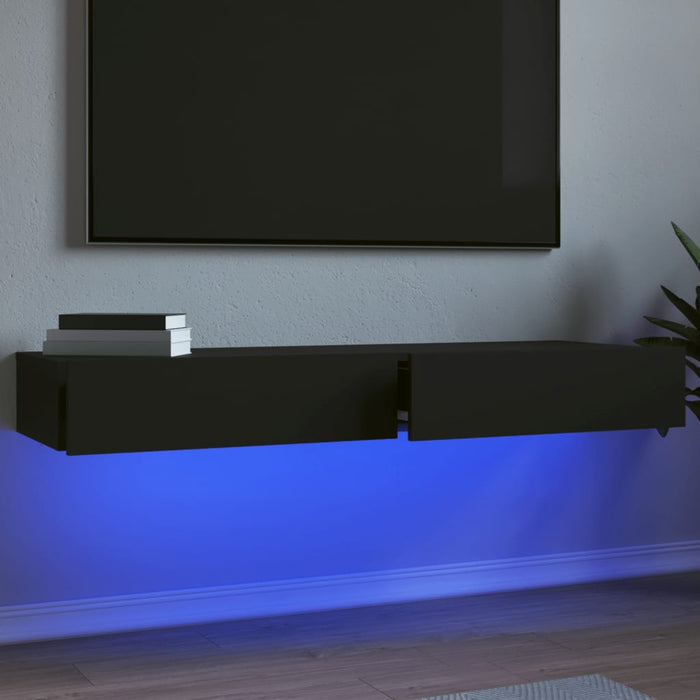 Dulapuri TV cu lumini LED, 2 buc., negru, 60x35x15,5 cm WALTI