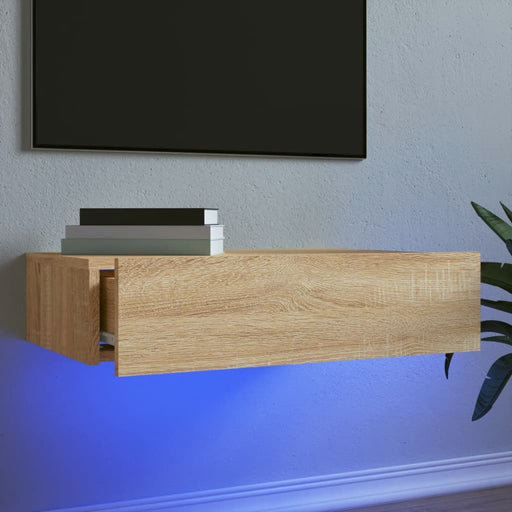 Comodă TV cu lumini LED, stejar sonoma, 60x35x15,5 cm - WALTI WALTI
