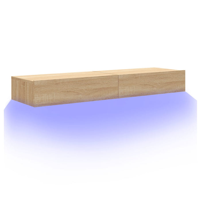 Comode TV cu lumini LED, 2 buc., stejar sonoma, 60x35x15,5 cm - WALTI WALTI