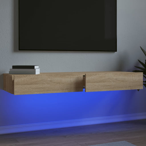 Comode TV cu lumini LED, 2 buc., stejar sonoma, 60x35x15,5 cm - WALTI WALTI