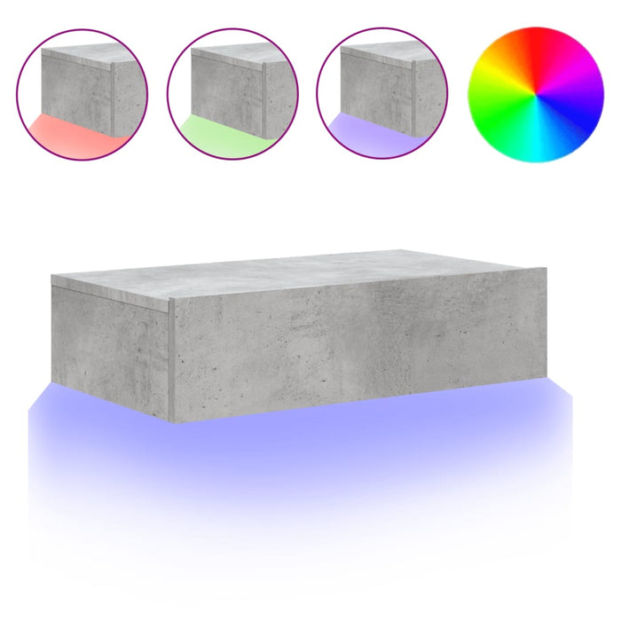 Comodă TV cu lumini LED, gri beton, 60x35x15,5 cm - WALTI WALTI