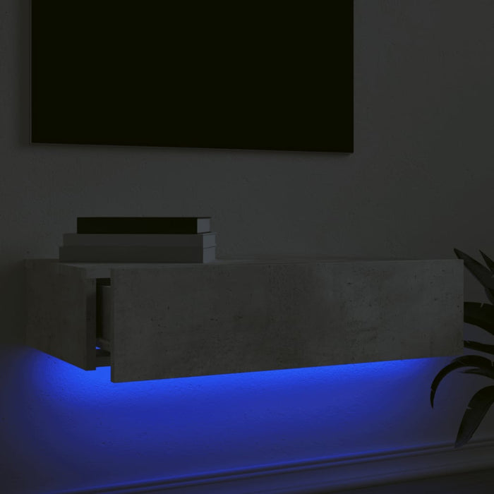 Comodă TV cu lumini LED, gri beton, 60x35x15,5 cm - WALTI WALTI