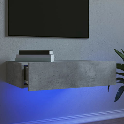 Comodă TV cu lumini LED, gri beton, 60x35x15,5 cm - WALTI WALTI