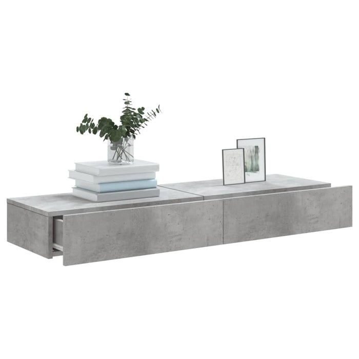 Comode TV cu lumini LED, 2 buc., gri beton, 60x35x15,5 cm - WALTI WALTI