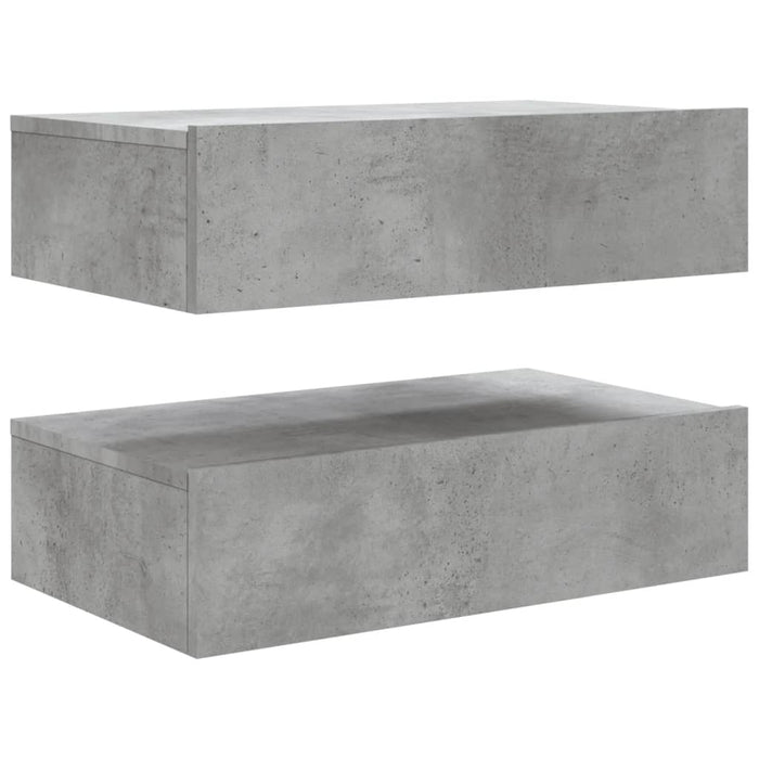 Comode TV cu lumini LED, 2 buc., gri beton, 60x35x15,5 cm - WALTI WALTI