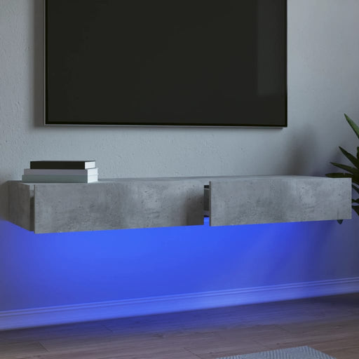 Comode TV cu lumini LED, 2 buc., gri beton, 60x35x15,5 cm - WALTI WALTI