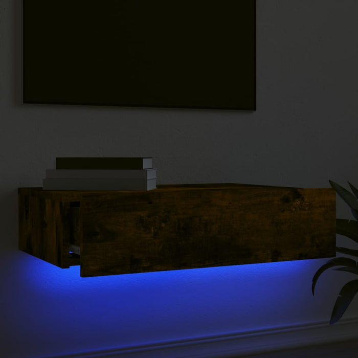 Comodă TV cu lumini LED, stejar fumuriu, 60x35x15,5 cm - WALTI WALTI