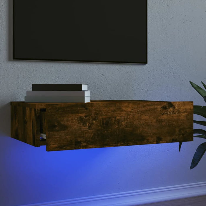 Comodă TV cu lumini LED, stejar fumuriu, 60x35x15,5 cm - WALTI WALTI