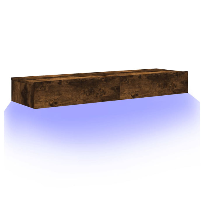 Comode TV cu lumini LED, 2 buc., stejar fumuriu, 60x35x15,5 cm - WALTI WALTI